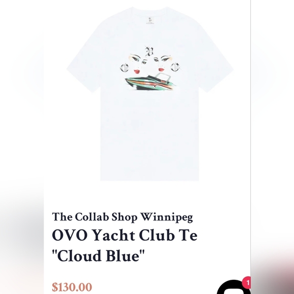 OVO Yacht Club Te Cloud Blue Men White Tshirt New in Medium - Picture 8 of 10